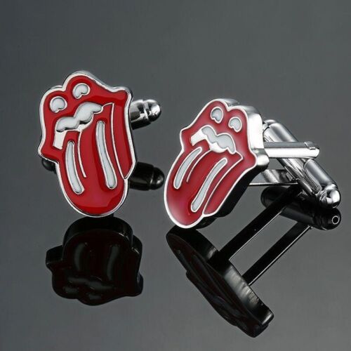 Rock n Roll Cufflinks Red Mouth Lips Tongue fo Dress Shirts Free gift box #30 - Afbeelding 1 van 9