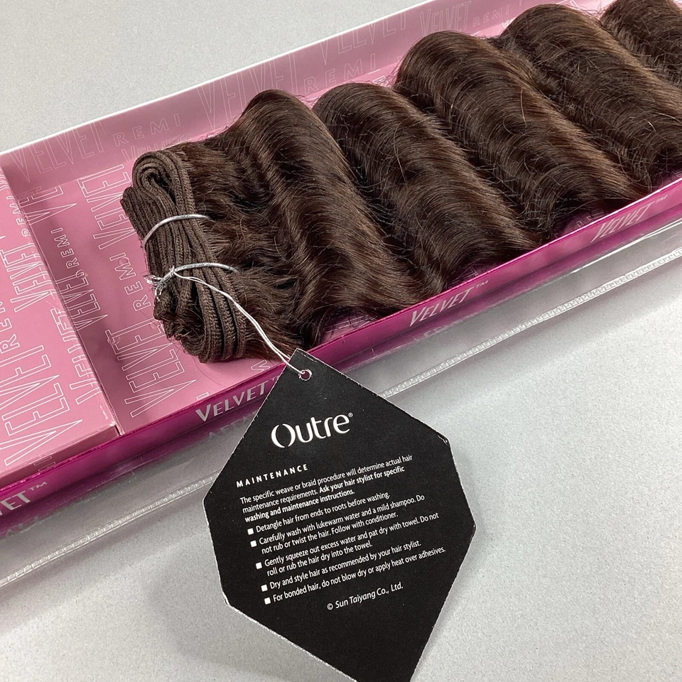 Extensiones de trama de cabello humano Remi de terciopelo marrón oscuro Euro Deep #4 14” Foto 3 de 4