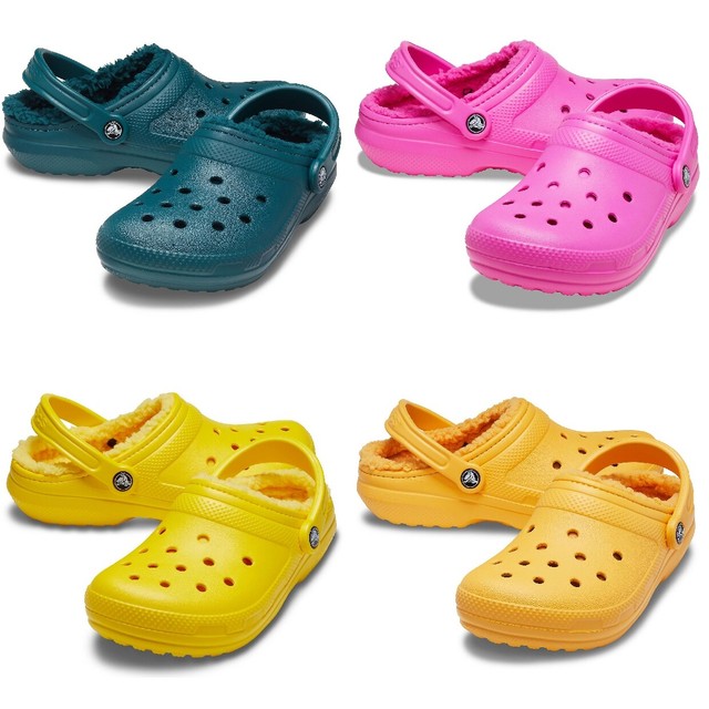 crocs with fur inside yellow