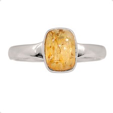 Natural Cabochon Imperial Topaz - Brazil 925 Silver Ring Jewelry s.7.5 CR64148