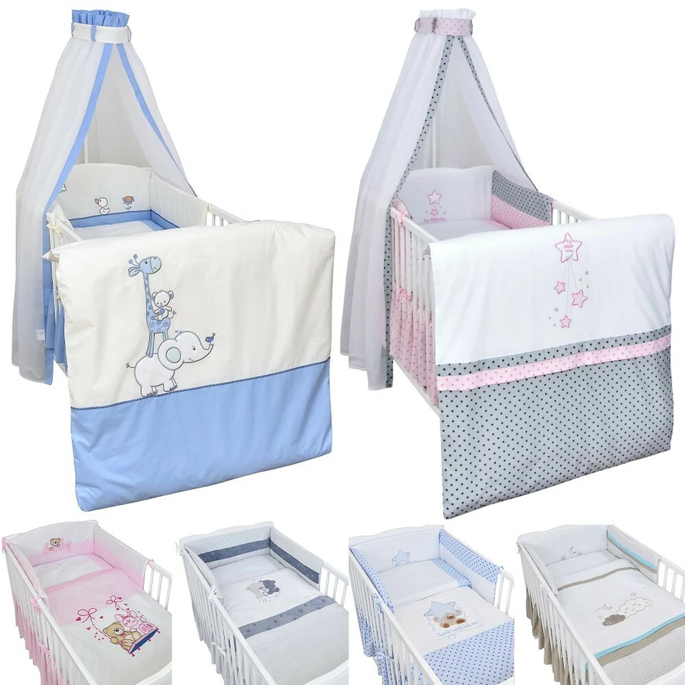 BABY-DELUX 4-20 tlg. Baby-Bettset mit Stickerei Bettwäsche Himmel Wickelauflage NEU