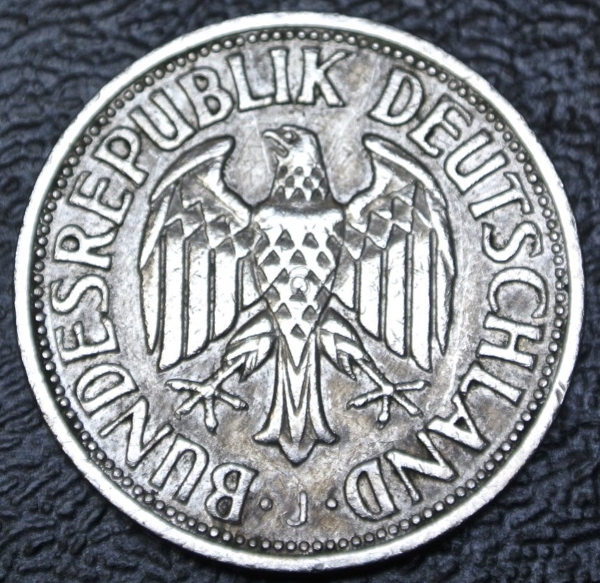 1954 J GERMANY - 1 DEUTSCHE MARK - COPPER-NICKEL - German Eagle