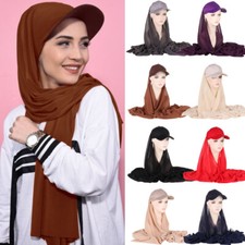 Women Muslim Hijab Visor Hat Brim Caps Scarf Turban Headscarf Wrap Shawls Cover