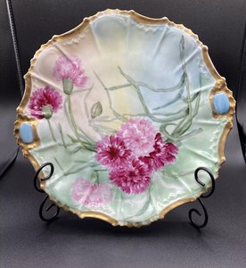 Limoges Antique Coiffe-Mark 1891-1914 Hand Painted Pink And Gold Charger Plate