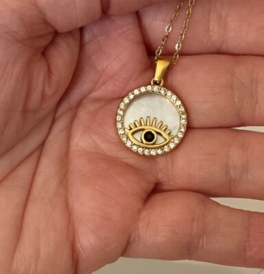 Mother of Pearl Evil Eye Cadena de Mujer