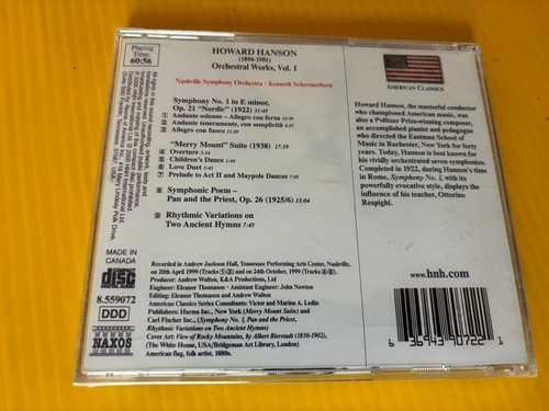 Howard Hanson Orchestral Works Nashville Symphony Orchestra Brand New NAXOS CD - Imagen 2 de 2