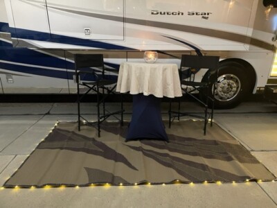 Lighted Rv Mat Reversible RV Patio Mat With LED Light Border 72 x 106 Includes Carry ...