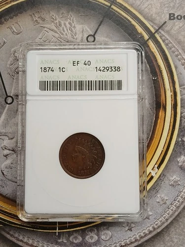 1874 1c EF 40  Indian Head Penny   T-208