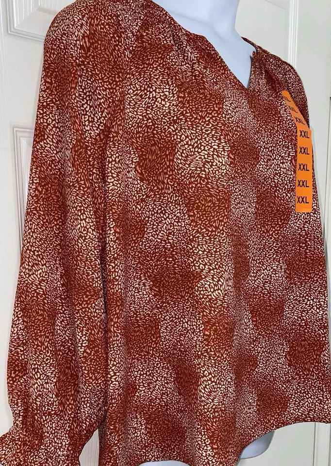 Blusa Jessica Simpson Manga Larga Cuello en V Naranja Talla XXL 1X 2X Top Túnica Foto 4 de 4