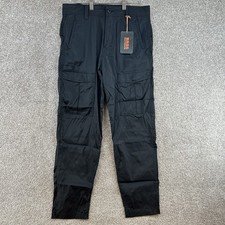 NWT Bass Outdoor Men's Pants Size 30 Black Taper Cargo Mid Rise Front Button