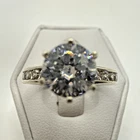 STUNNING .925 Vintage Sterling Silver Estate Ring Size 7.75 w- Colorless Stones