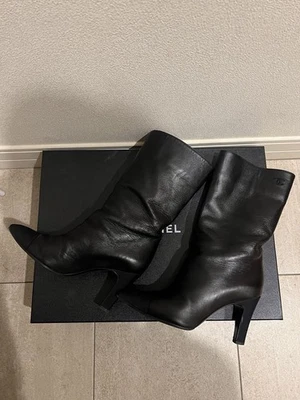 CHANEL Bottines À Talons Chaussures Femme Taille 37 COCO MARK Noir - Photo 1/4