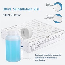 500PCS 20mL Scintillation Vial Plastic Counting Lab Vials Sample Vials with Caps