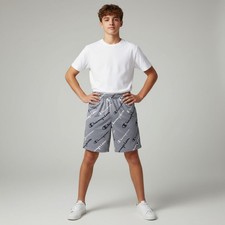 Champion pull on active wear shorts Boy's L W24-27 logo print mesh shell/lined