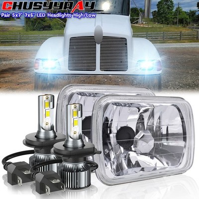 for Kenworth T300 1997-2010 Pair DOT 7x6'' 5x7inch Led Headlights HIgh/LOw beam
