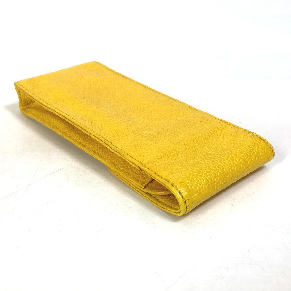CHANEL Pouch CC Accessory case pen case glasses case Caviar Leather yellow - Image 4 of 4