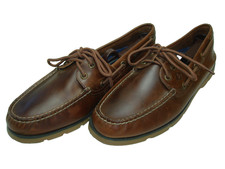 Men's 9 M SPERRY TOP-SIDER LEEWARD Brown Leather Boat Shoes 2 Eye Deck Loafers
