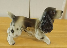 VTG Enesco English Springer Spaniel Black & White Dog Figurine # E-2411