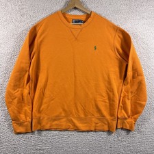 Vintage Polo Ralph Lauren Crewneck Sweatshirt Mens XL Orange 90's Pony Green Y2K
