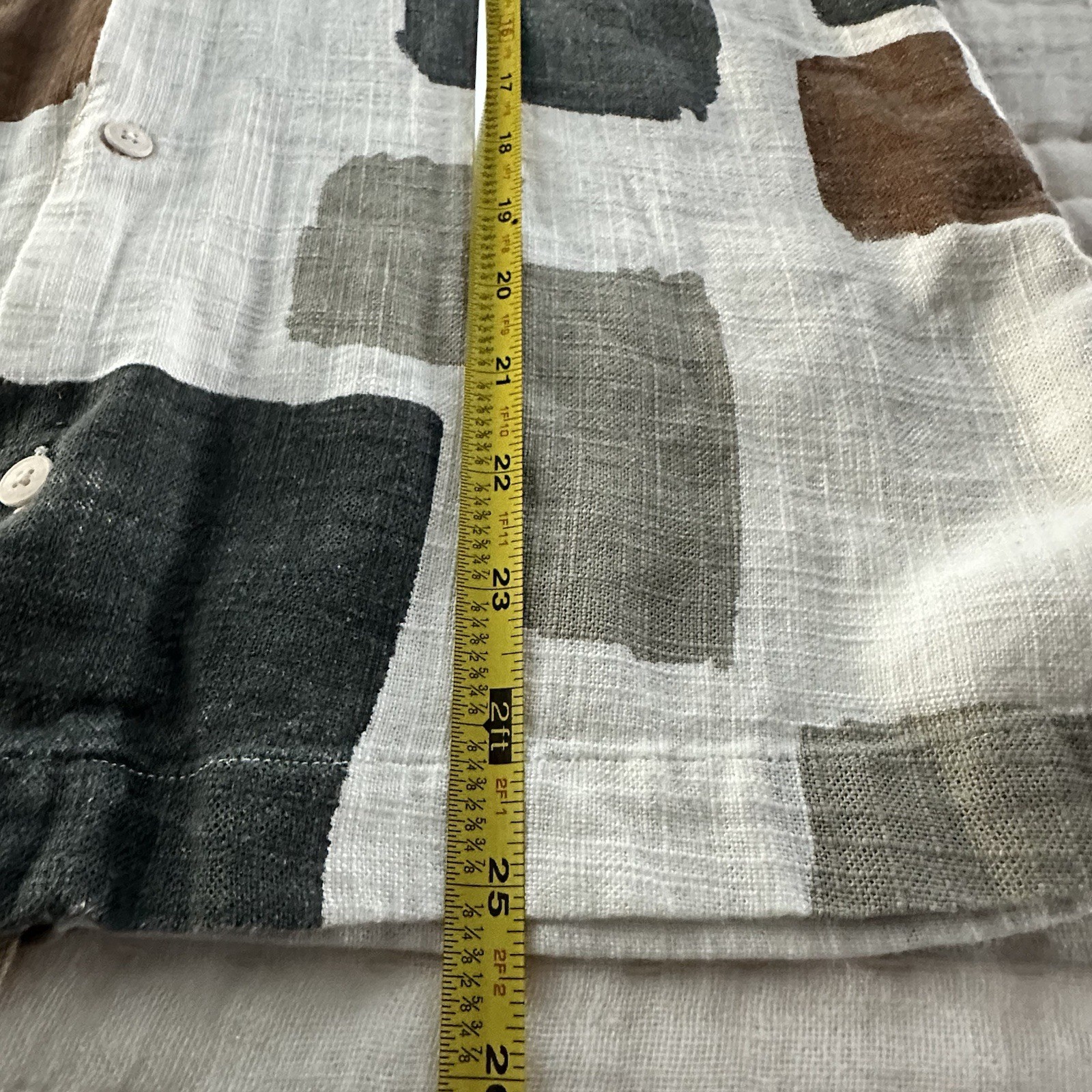 Zara Men's Short Sleeve Abstract Print Shirt White Gray and Brown Resort Size S image 6