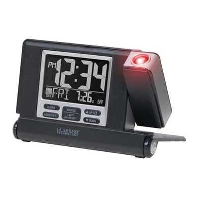 616A-56647-INT Travel Projection Alarm with Fold Out Stand Black