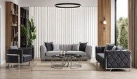 Beiges Sofa-Set 3-Sitzer Sofa Sessel Wohnzimmer Modern Premium-MöBel