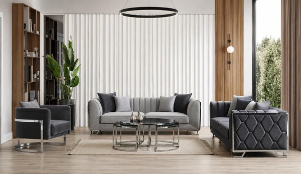 Beiges Sofa-Set 3-Sitzer Sofa Sessel Wohnzimmer Modern Premium-MöBel-image