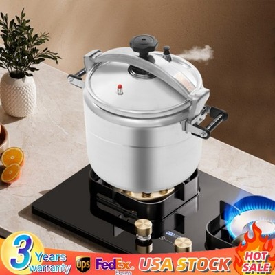 31.7 Qt Aluminum Pressure Cooker Double Valves Top Clamp Bar Lock System