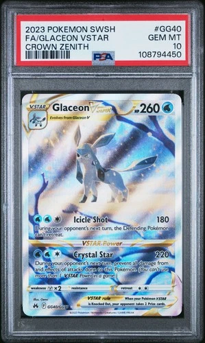2023 POKEMON SWORD & SHIELD CROWN ZENITH #GG40 FULL ART/GLACEON VSTAR PSA 10