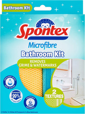 Image of Spontex Microfibre Bathroom Kit | 2 Cloths | Removes Grime & Water Marks