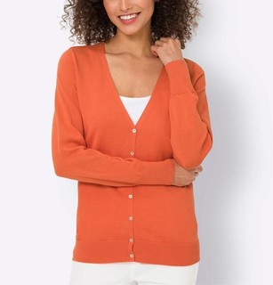 Mode von Heine Damen Jacke Strickjacke Feinstrickjacke orange Gr. 50 NEU