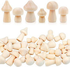 36 Pcs Unfinished Wooden Mushrooms for DIY Crafts Arts Projects Home Desk Decor