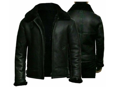 RAF Aviator B3 Bomber Jacket Men Real Sheepskin Leather Flying Pilot Jacket Coat