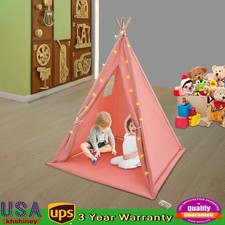 Children's Indoor Playhouse Play Tent With Light for 1-3 Kids Pink Tent For Kids