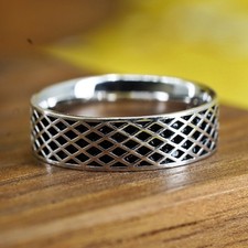 Size 8.5, vintage Sterling silver handmade ring, 925 band woven braided details