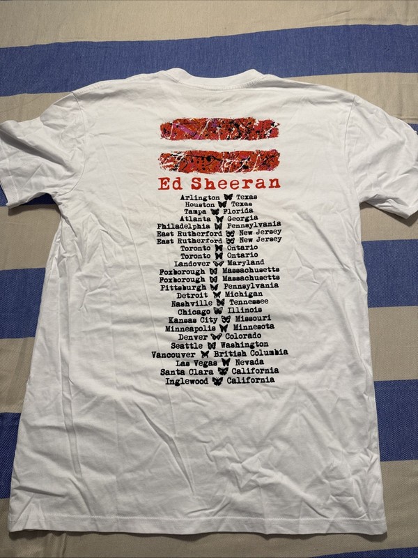 Ed Sheeran Mathematics Concert Tour T Shirt Mens Sz M White Equal Graphic USA