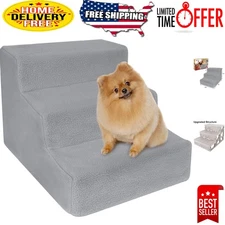 Compact and Durable Foldable Pet Stairs for Cats & Small Dogs, Washable Carpet