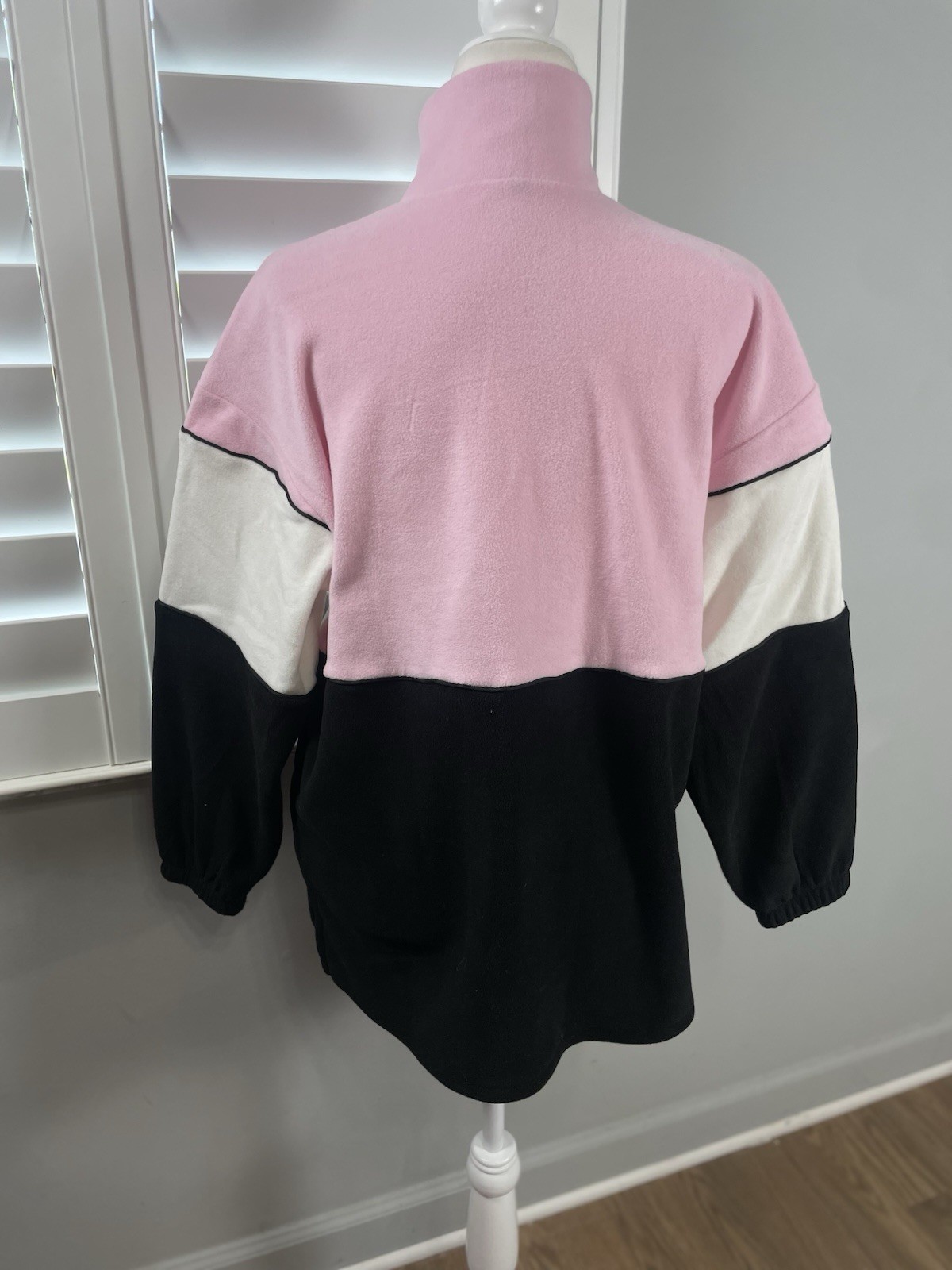 H&M Alpine Fleece Oversized Pink Black Full Zip Jacket XS SKI Snowboard Coat thumbnail 11