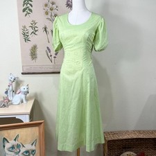 Vintage Pastel Green Floral Heart Dress Cottage Prairie Garden Party Coquette S
