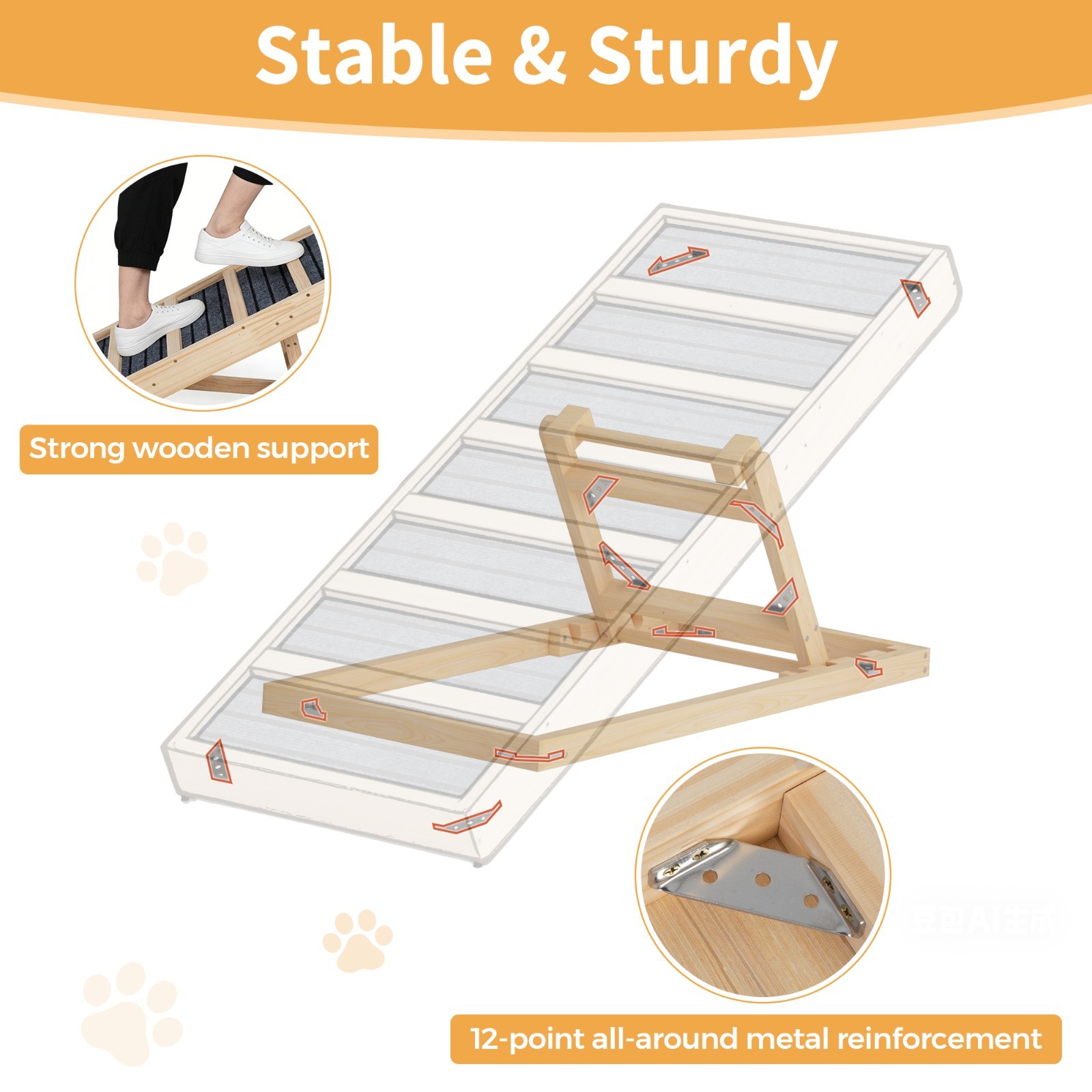 COZIWOW 39'' Adjustable Pet Ramp Wooden Folding Dog Car Ramp Stair for ...