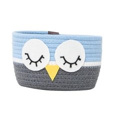 Cute Owl-shaped Cotton Rope Storage Basket, Suitable 8.27 8.27 5.12 Blue  Grey