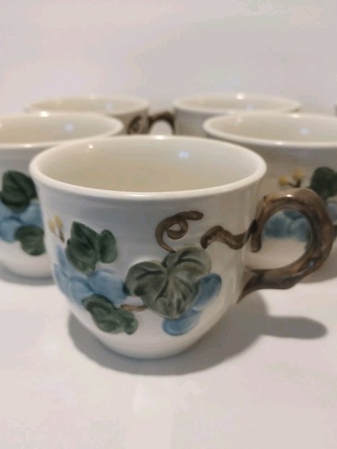 Metlox POPPYTRAIL 8 Coffee Tea Cups SCULPTURED GRAPE Poppy Trail Blue Teacup Cup - Picture 3 of 9