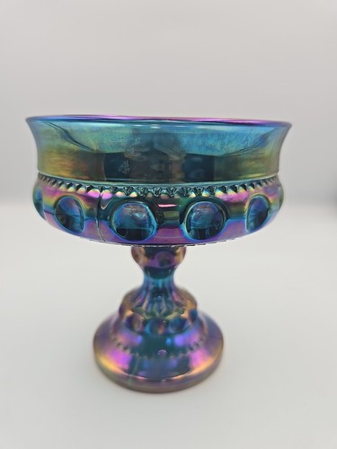 Plato de caramelo con pedestal de vidrio de carnaval vintage - Imagen 6 de 6