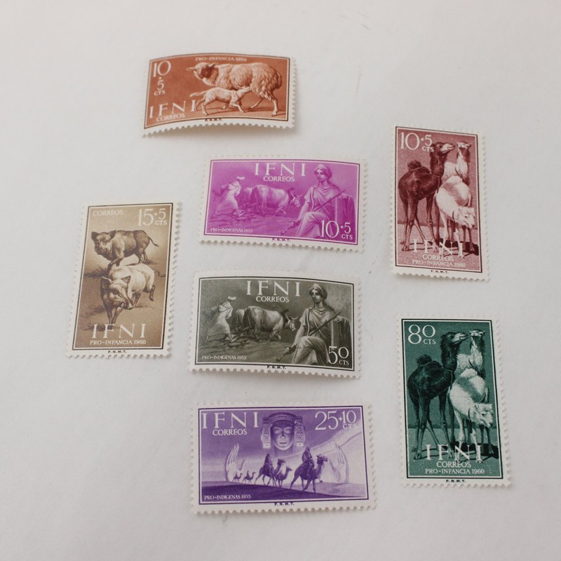 Lot Of 7 Ifni 1955-1960 Commemorative Stamps Mint Never Hinged
