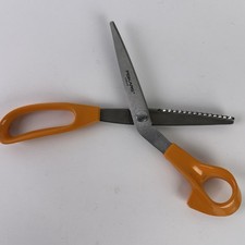 Fiskars Pinking 10" Shears Zig Zag Sawtooth Blade Scissors Orange Handle 87 USA