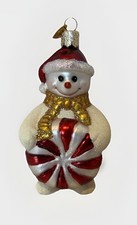 Old World Christmas Glistening Peppermint Party Snowman Rare HTF Retired