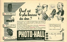 Publicité ancienne Photo-Hall issue de magazine 1954