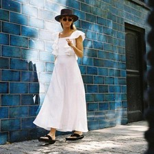 White linen maxi dress