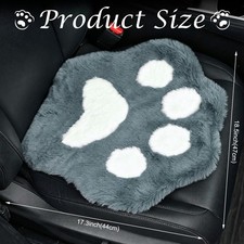 Gray Fluffy Cat Paw Print Car Seat Cushion For Universal Car Seat Covers