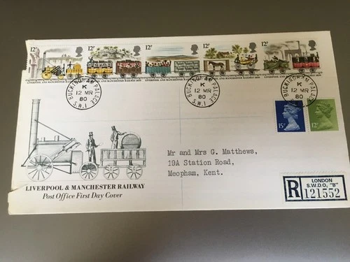 GB STAMPS RARE FIRST DAY COVER 1980 RAILWAY BUCKINGHAM PALACE COVER TEAR